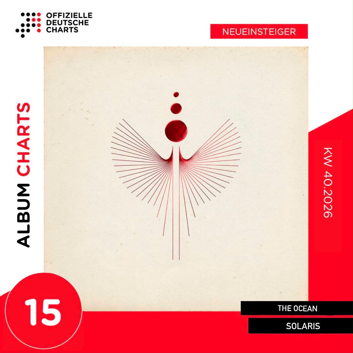 Official German Album Charts: The Ocean, Solaris — new entry at number 15, week 40 of 2026